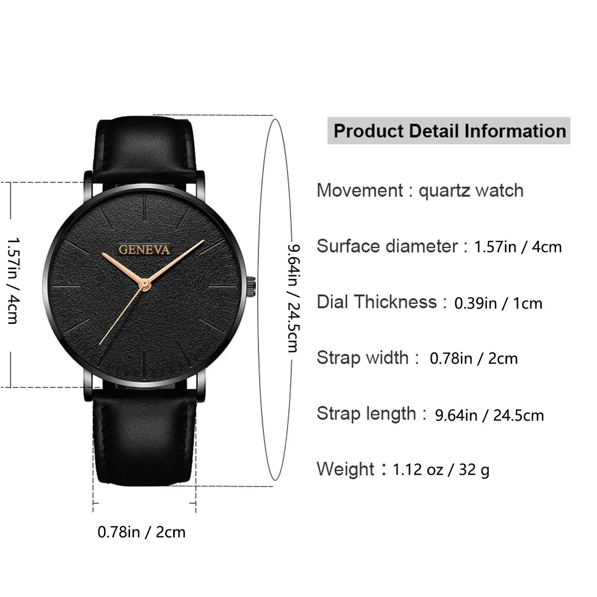 Men's Minimalist Black Wrist Watch