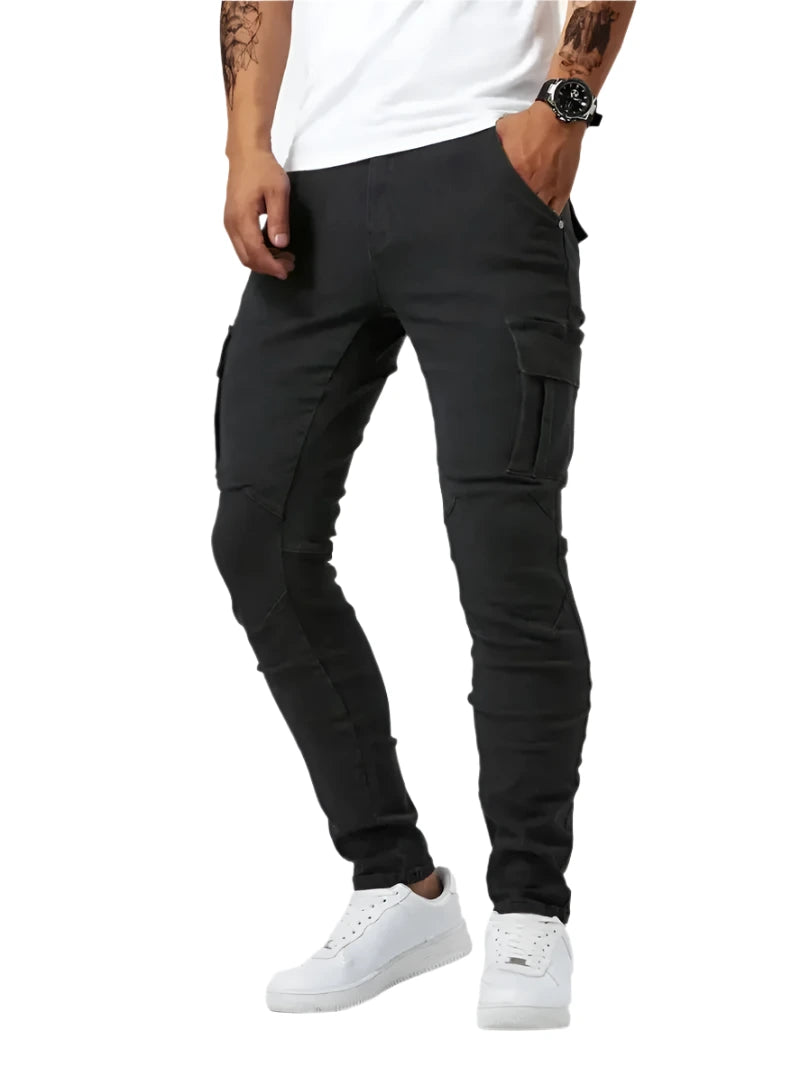 Men's Slim Fit Elastic Cargo Jeans