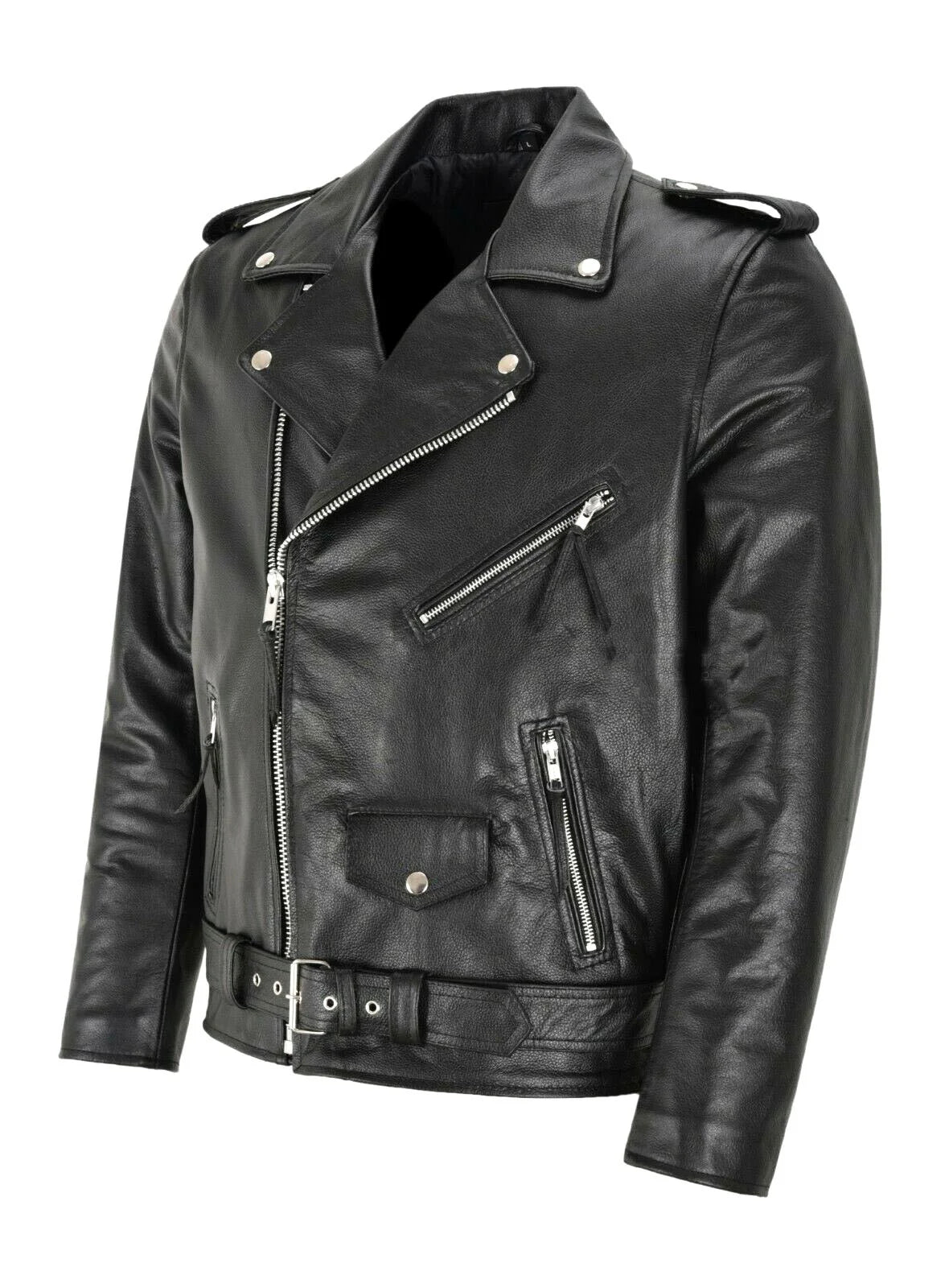 Men's Collared Retro Leather Jacket