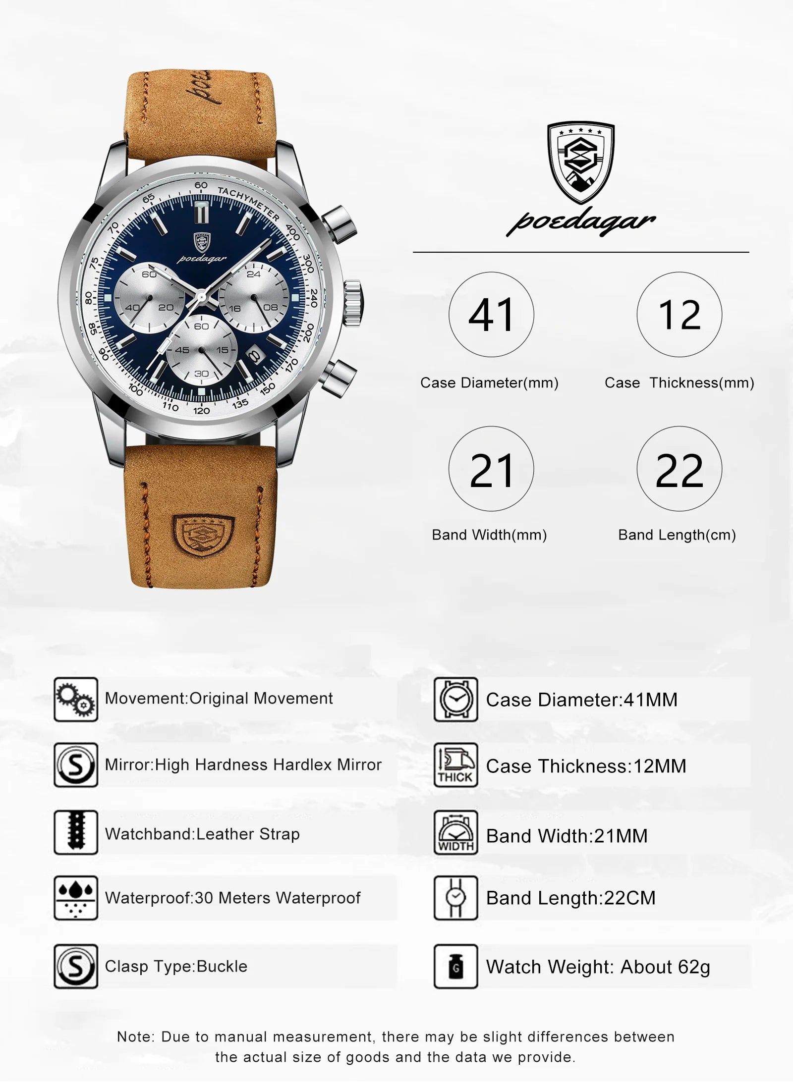 Men's Brown Suede Strap Wrist Watch