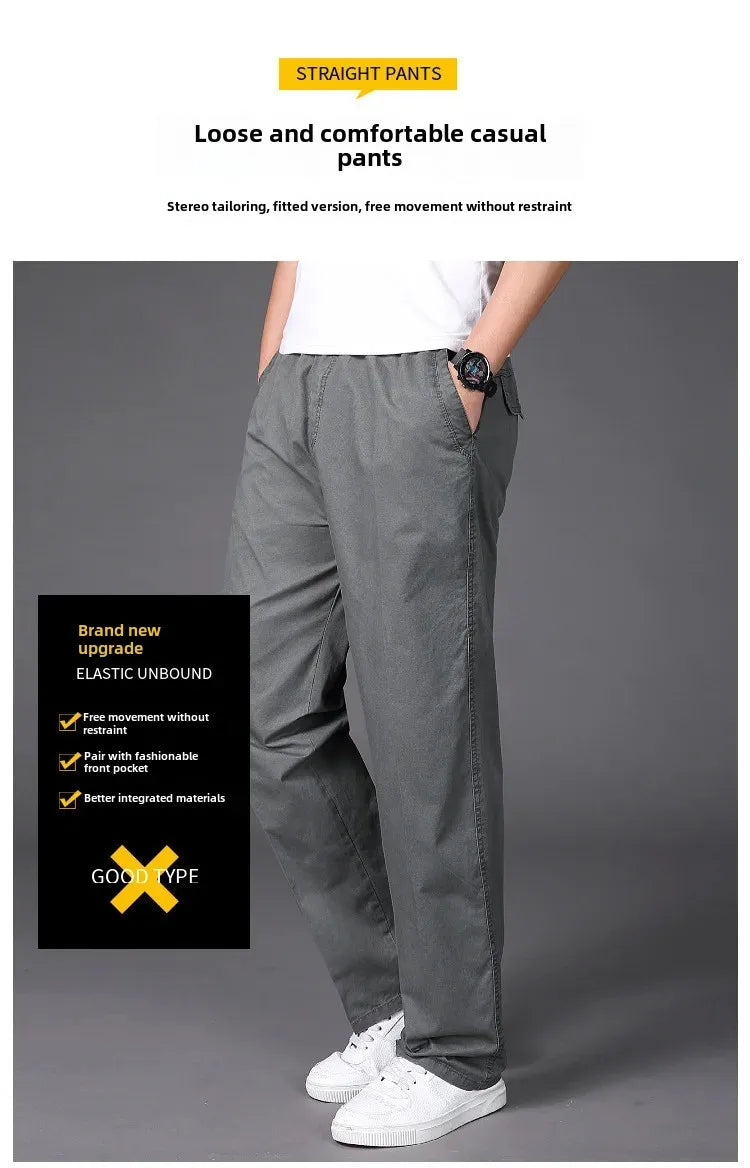 Men's Straight Loose Fit Khaki Pants