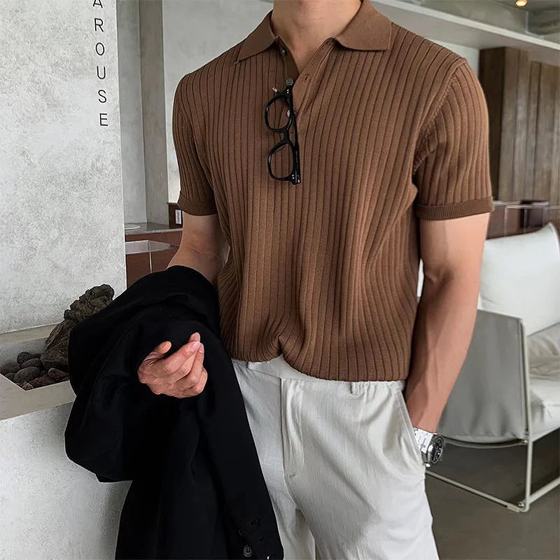 Men's Knitted Collared Shirt