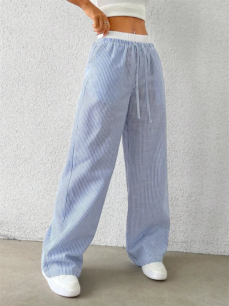Women's Loose Fit Striped Trousers