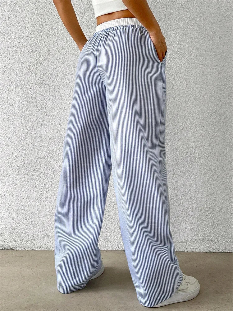 Women's Loose Fit Striped Trousers