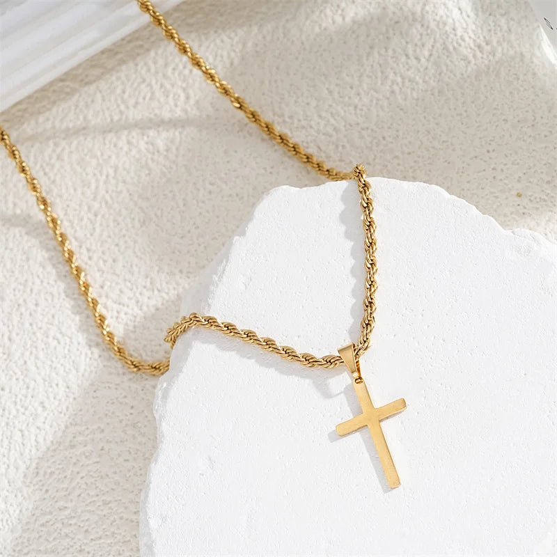 Men's Christian Cross Christ Necklace Chain