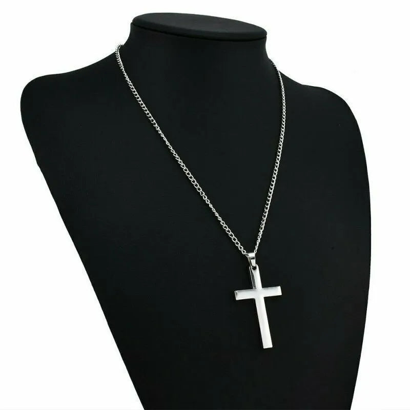 Men's Christian Cross Minimalist Stainless Steel Necklace