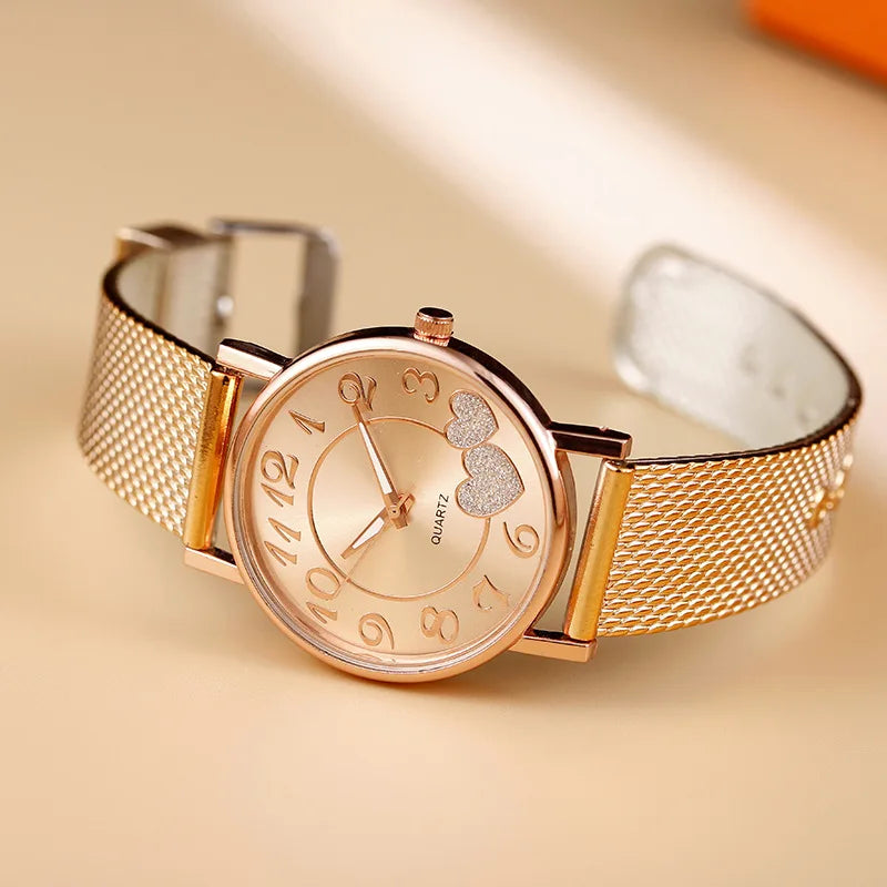 Women's Stainless Steel Rose Quartz Watch
