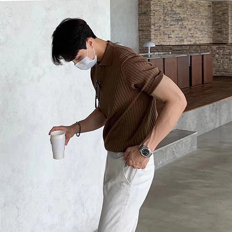 Men's Knitted Collared Shirt