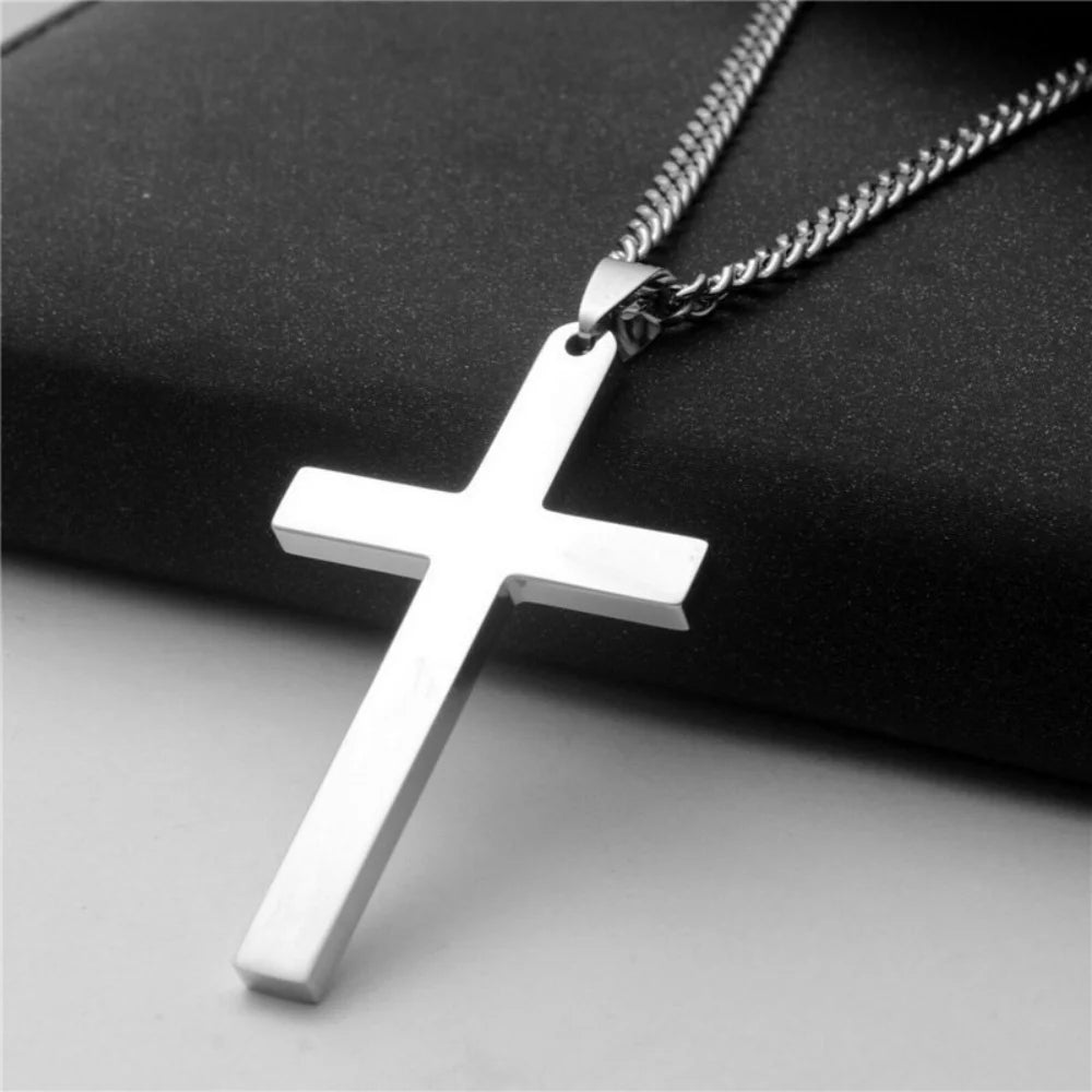 Men's Christian Cross Minimalist Stainless Steel Necklace