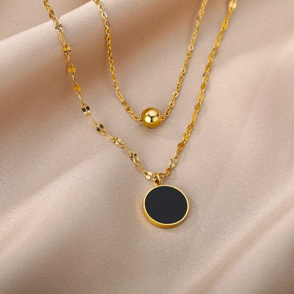 Women's Golden Multilayer Clavicle Lariat Necklace