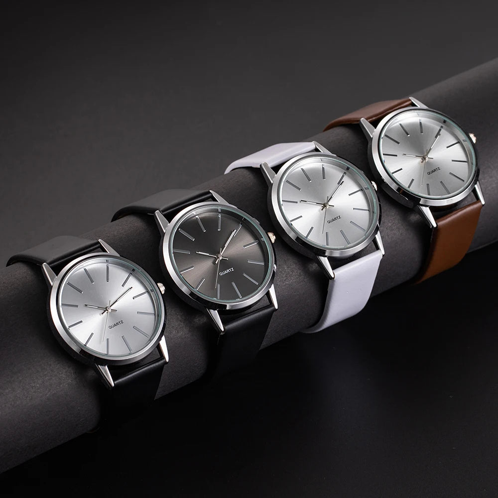 Men's Minimalist Leather Strap Wrist Watch