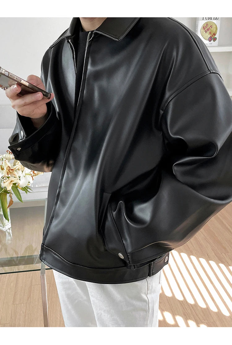 Men's Sleek Bomber Leather Jacket
