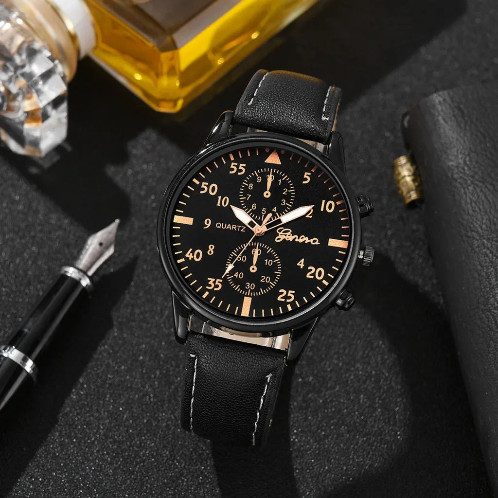 Men's Leather Wrist Watch