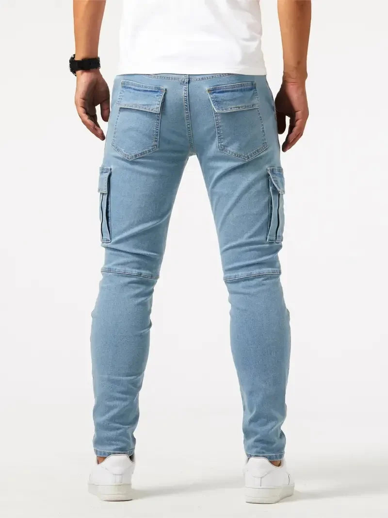 Men's Slim Fit Elastic Cargo Jeans