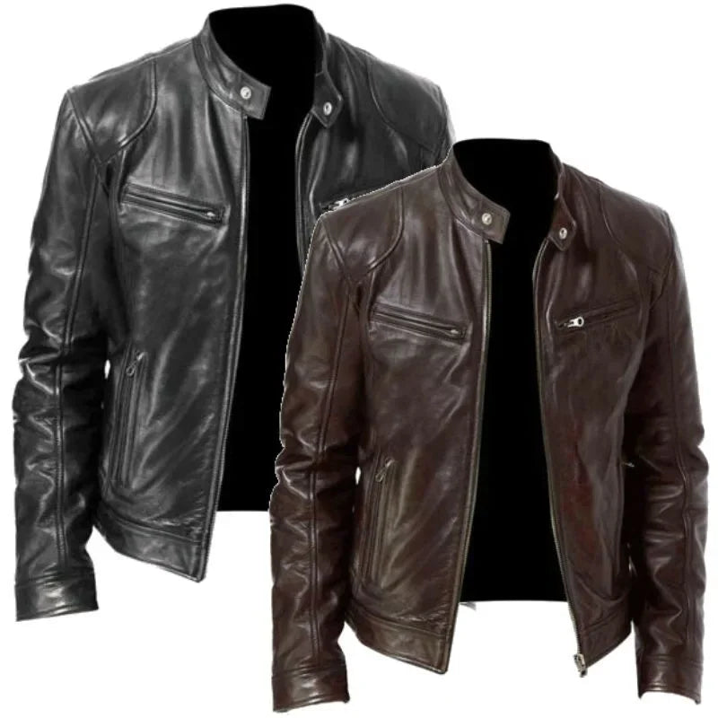 Men's Leather Biker Jacket