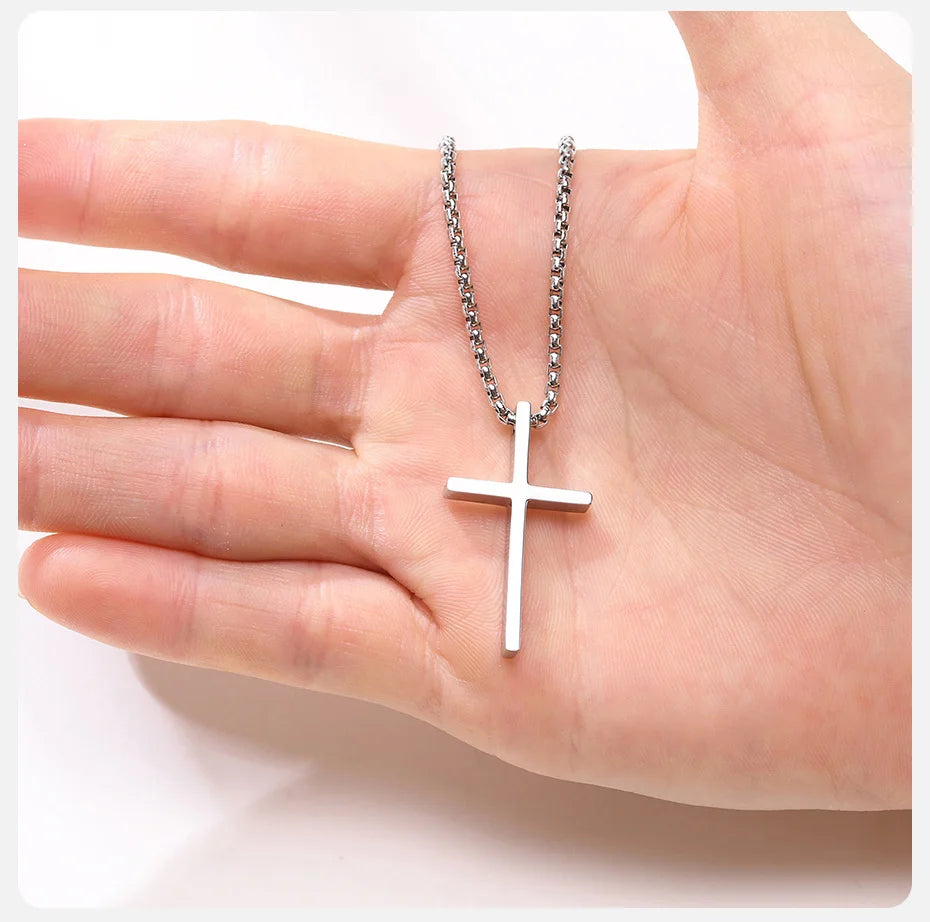 Men's Christian Cross Mulitilayered Lariat Necklace