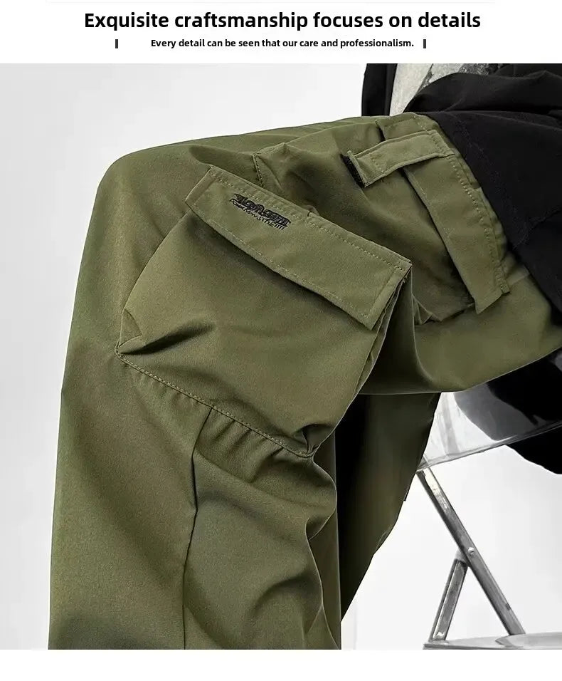 Men's Fleece Cargo Pants Elastic Waist