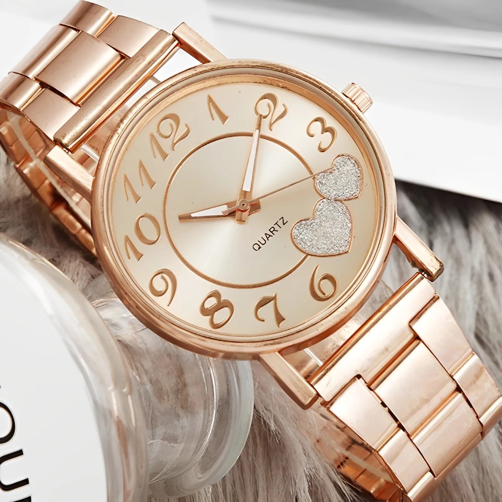 Women's Stainless Steel Rose Quartz Watch