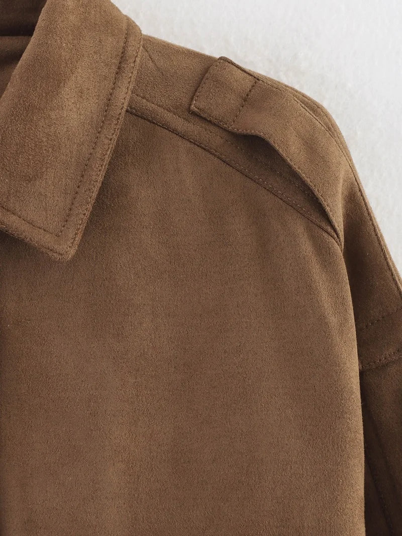 Women's Suede Button Jacket