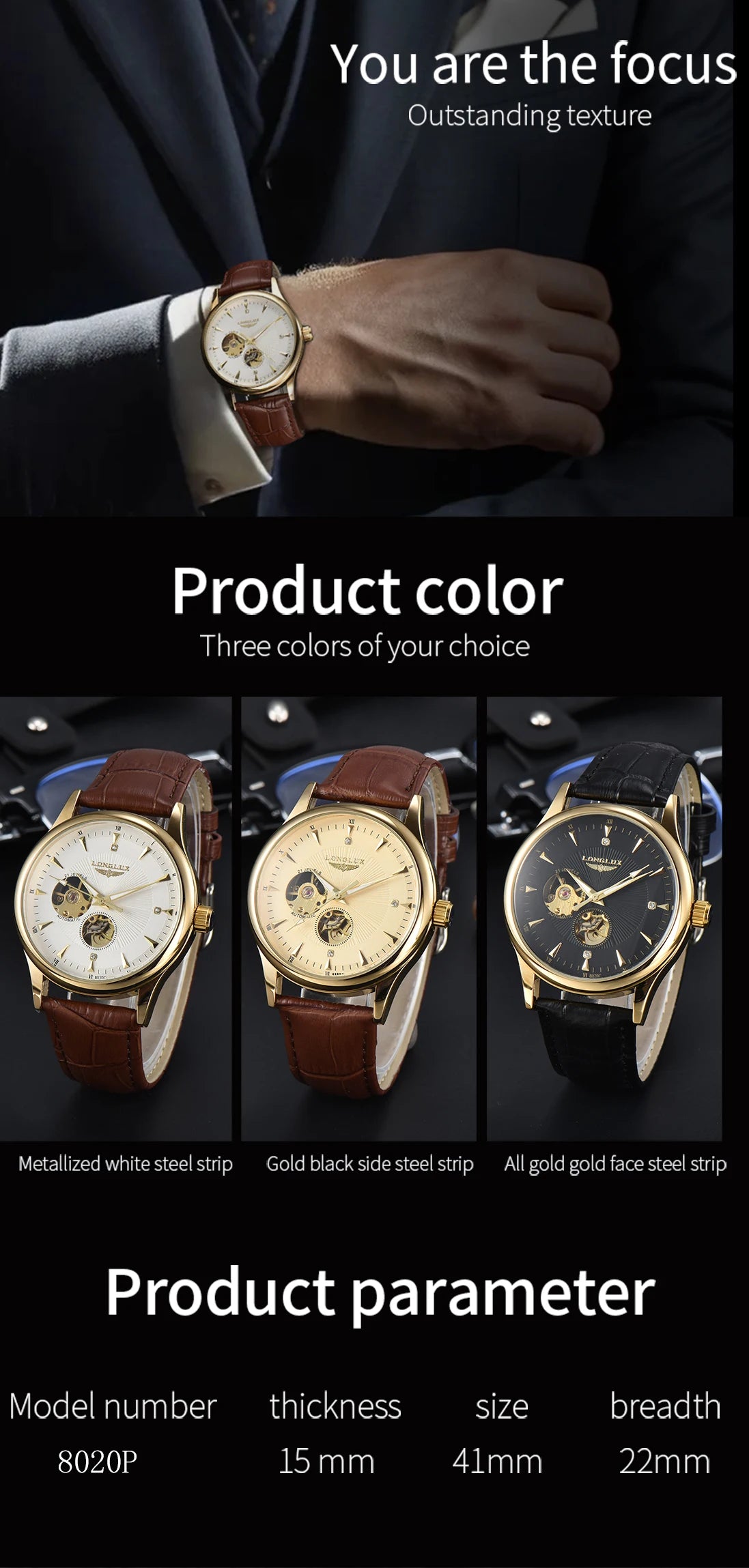 Men's Brown Leather Wrist Watch
