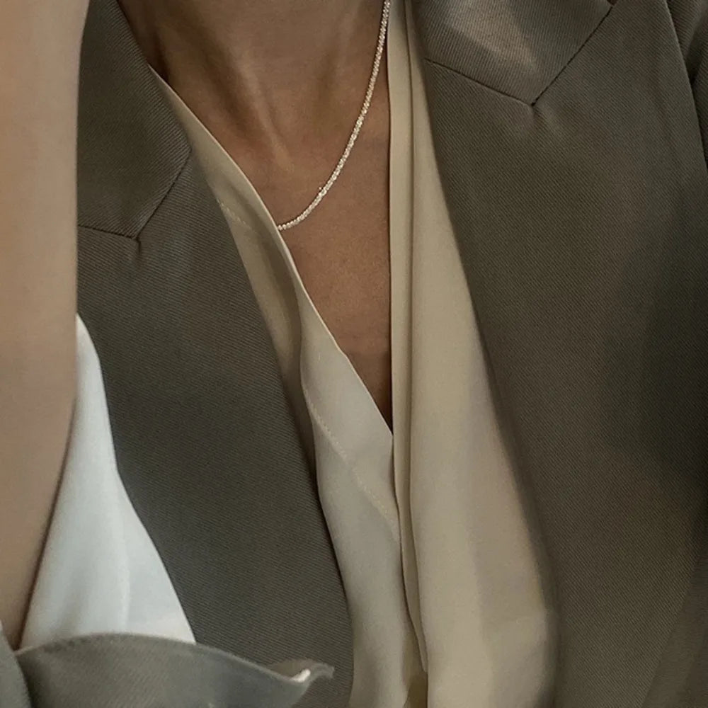 Women's Thin Minimalist Sparkling Necklace