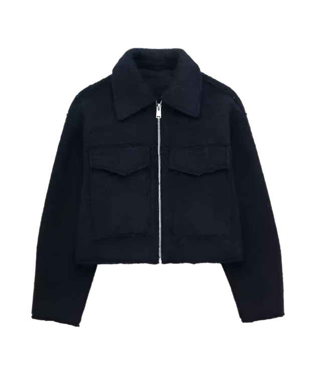 Women's Zipper Tweed Jacket