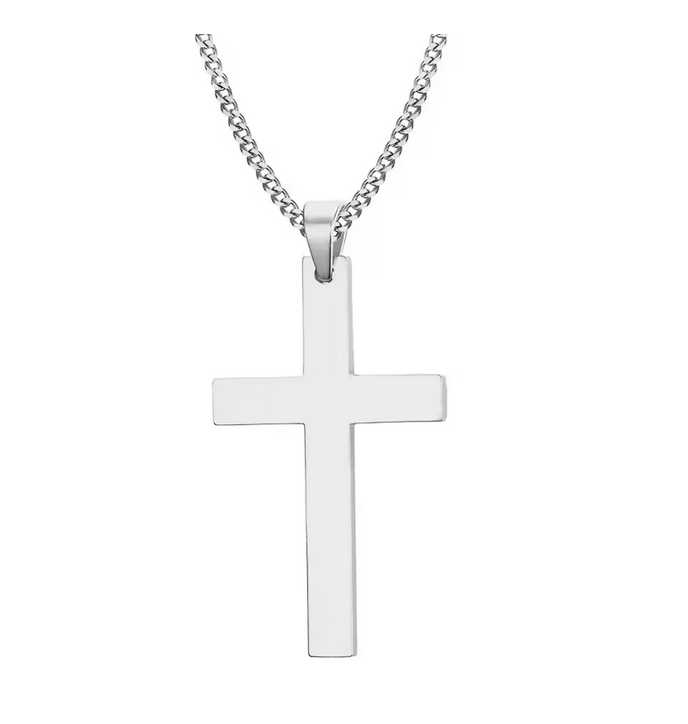 Men's Christian Cross Minimalist Stainless Steel Necklace