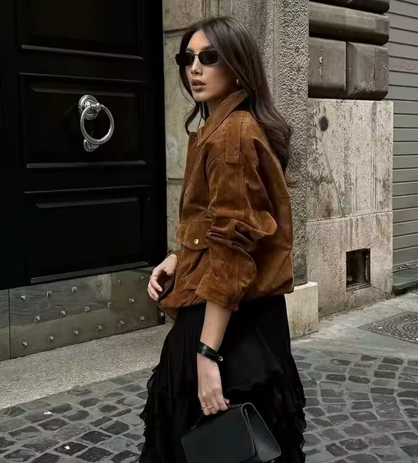 Women's Suede Button Jacket