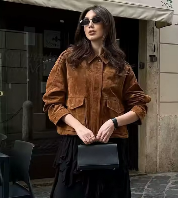 Women's Suede Button Jacket