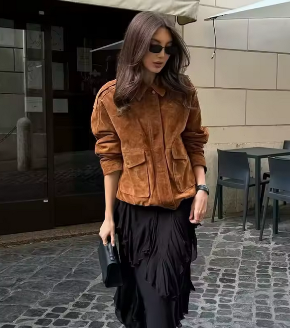 Women's Suede Button Jacket