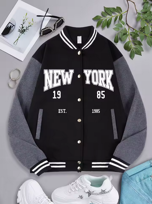 Women's Varsity Letter Print Jacket