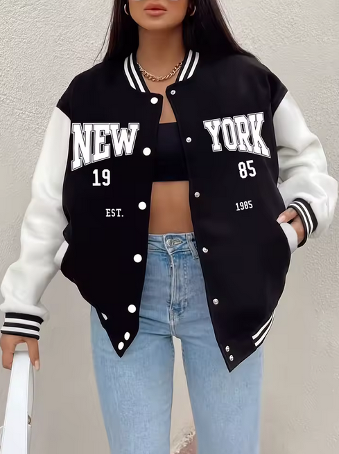 Women's Varsity Letter Print Jacket