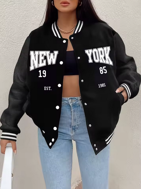 Women's Varsity Letter Print Jacket