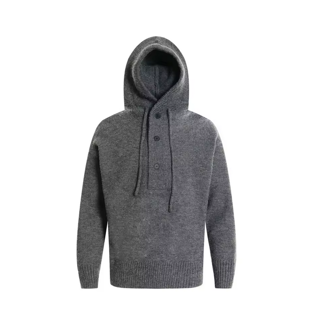 Men's Buttoned Wool Hoodie