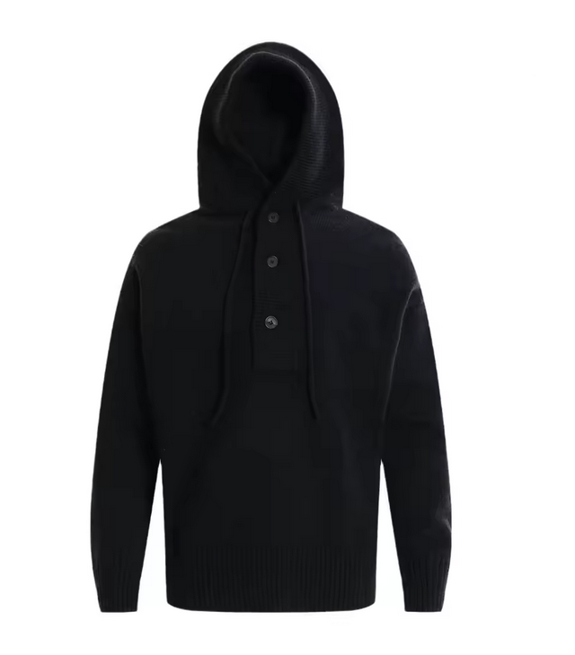 Men's Buttoned Wool Hoodie