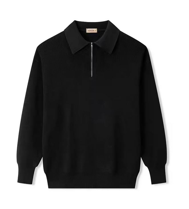 Men's Collared Knitted Zip up Hoodie