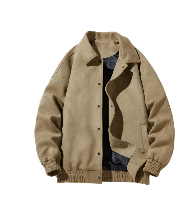 Men's Suede Retro Collared Jacket