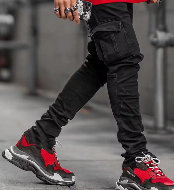Men's Elastic Slim Fit Cargo Jeans