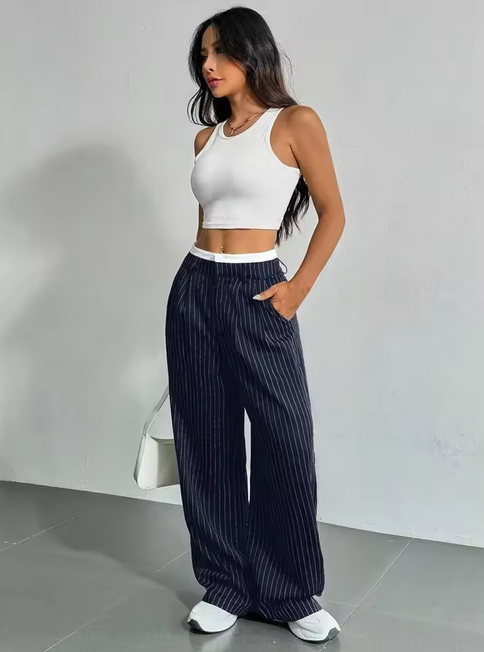 Women's Striped Loose Fit Pants