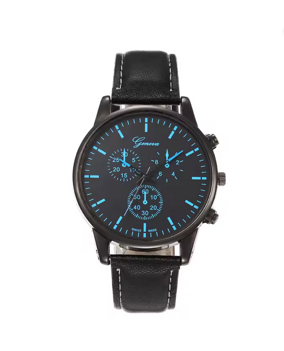 Men's Leather Strap Wrist Watch