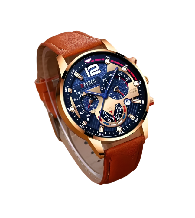 Men's Brown Leather Strap Wrist Watch