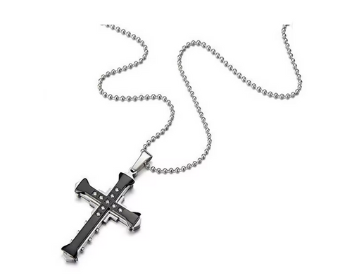 Men's All Black Christian Jesus Cross