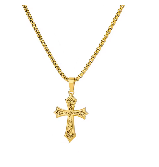 Men's Christian Cross Golden Necklace