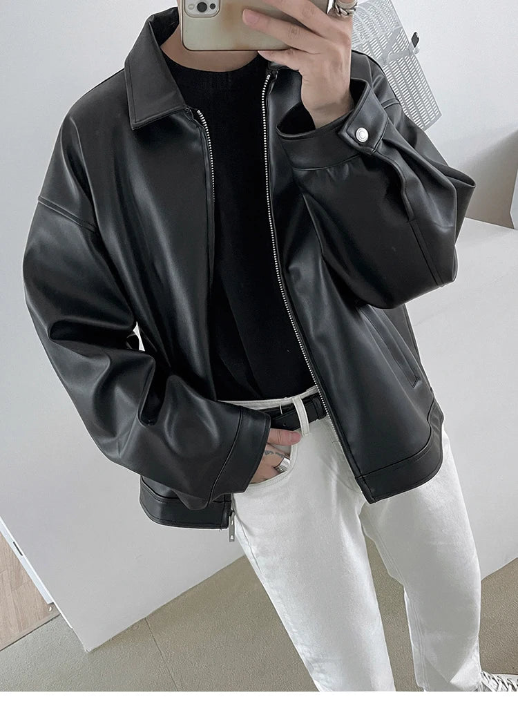 Men's Sleek Bomber Leather Jacket