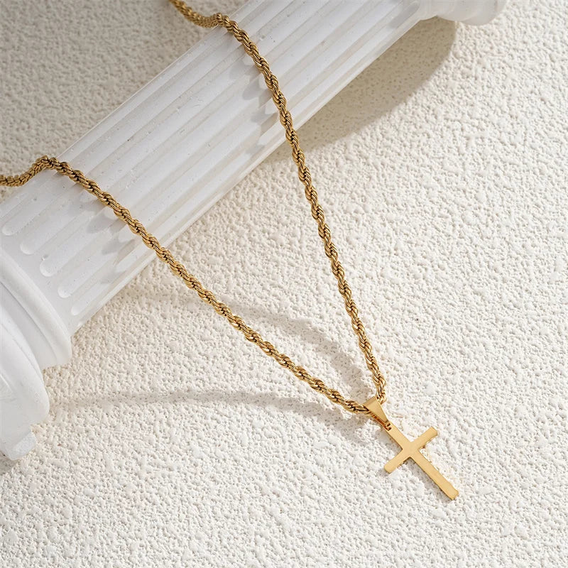Men's Christian Cross Christ Necklace Chain