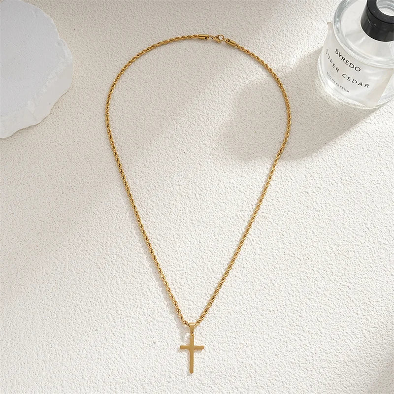 Men's Christian Cross Christ Necklace Chain