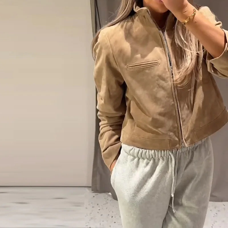 Women's Zip up Suede Jacket