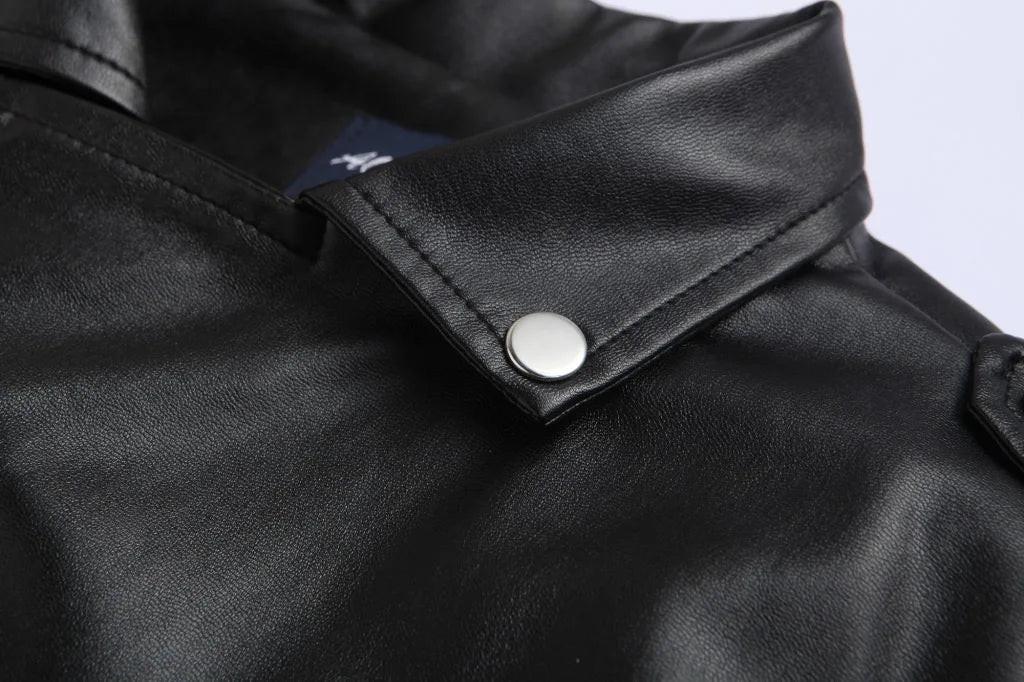 Men's Collared Retro Leather Jacket