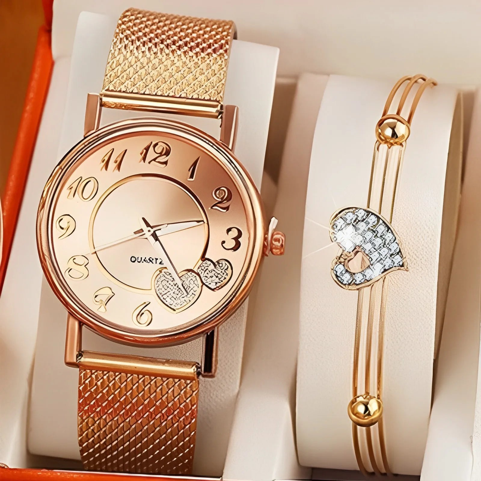 Women's Stainless Steel Rose Quartz Watch
