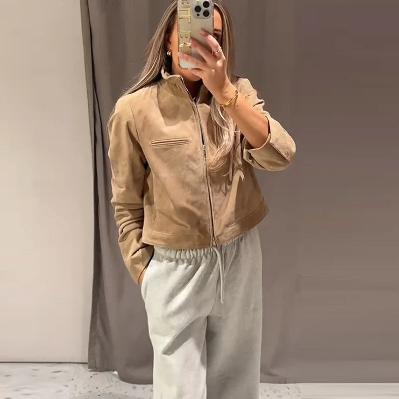 Women's Zip up Suede Jacket
